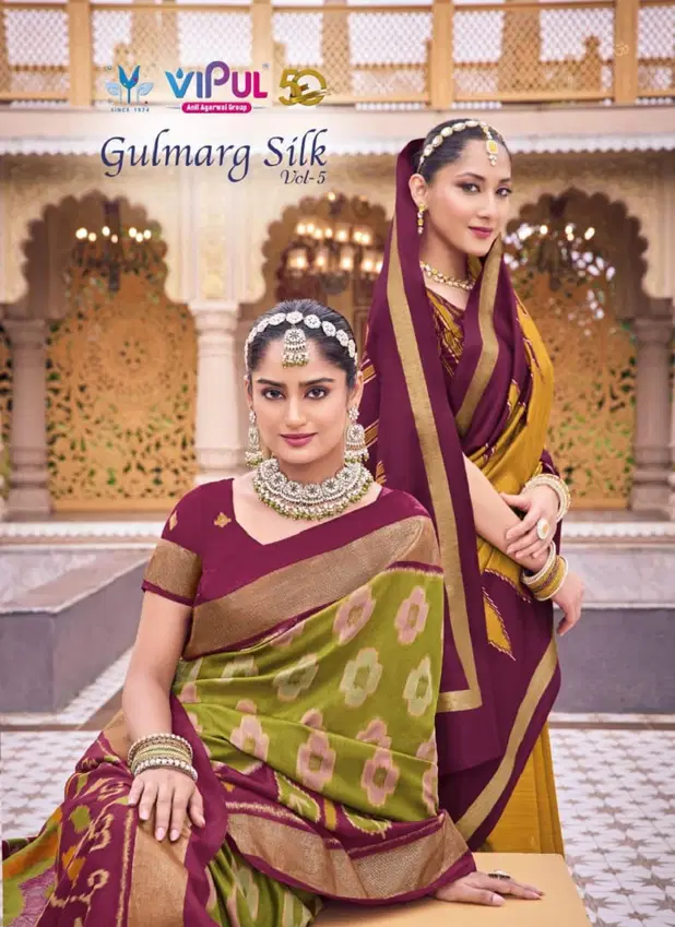 Gulmarg Silk Vol 5 By Vipul Printed Silk Wholesale Saree Suppliers In Mumbai